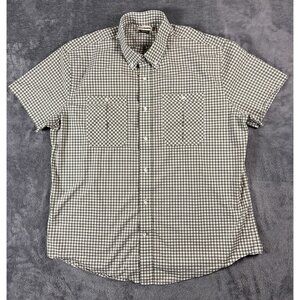 Tom Beckbe Mens XXL Green Plaid Button Down Shirt Short Sleeve Outdoor Hiking